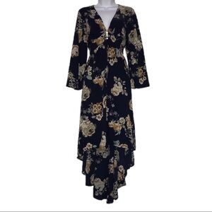 Susan Betro Floral Navy Empire Long Maxi Dress M*